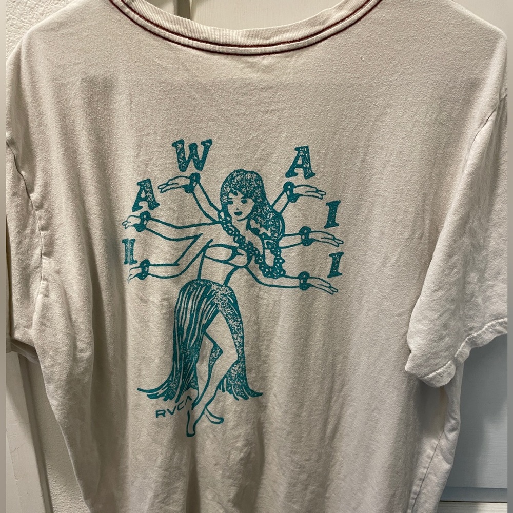 RVCA “Hawaii” Minimalist Graphic Tee — Off-White Surf Shirt